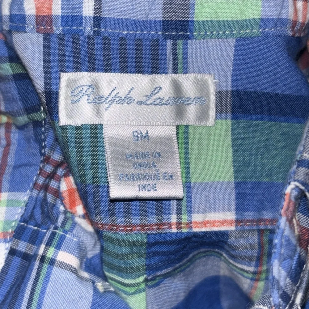 Ralph Lauren Baby Boy Blue Plaid 9M Button Down Shirt Ralph Lauren 9M Boys